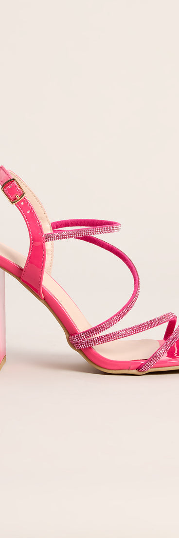 Glam Strut Rhinestone Strappy Block Heels