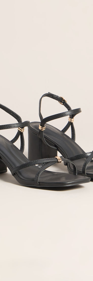 Serving Edge Faux Leather Strappy Block Heels