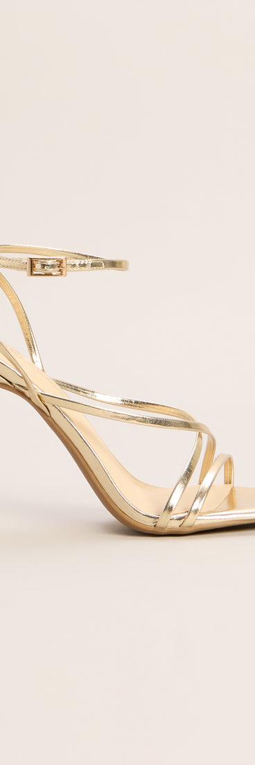 Crossed Plans Metallic Strappy Heels