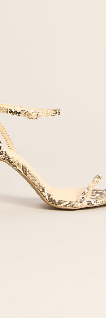 Bite Back Snakeskin Strappy Stiletto Heels