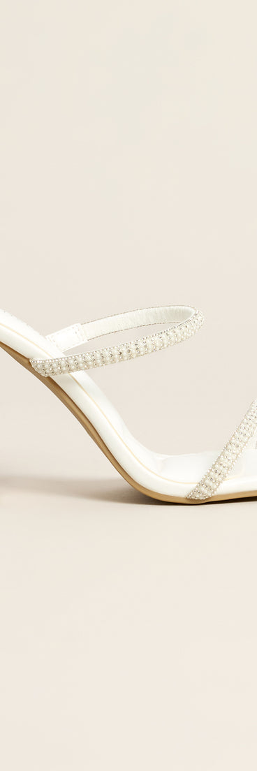 Pearl Permission Rhinestone Double Strap Block Heel Sandals