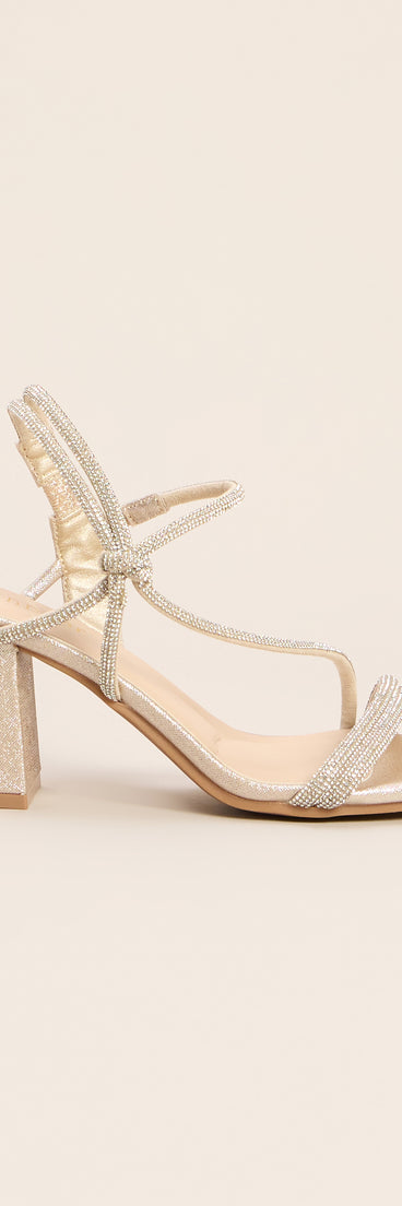 Knotted In Glam Rhinestone Block Heels