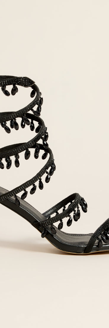 Drip Theory Rhinestone Spiral Stiletto Sandals
