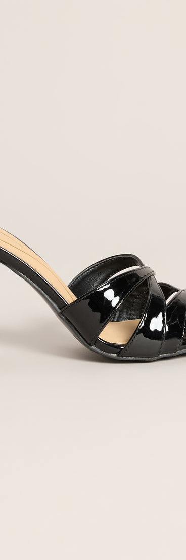 Glossed Over Strappy Patent Mules
