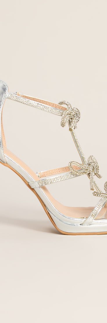 Bow Down Rhinestone Platform Stiletto Sandals