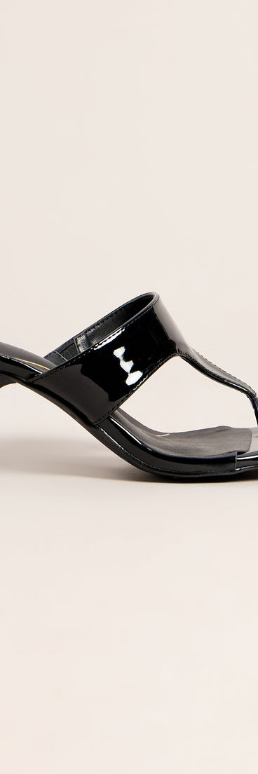 Sleek Step Patent Thong Kitten Heels