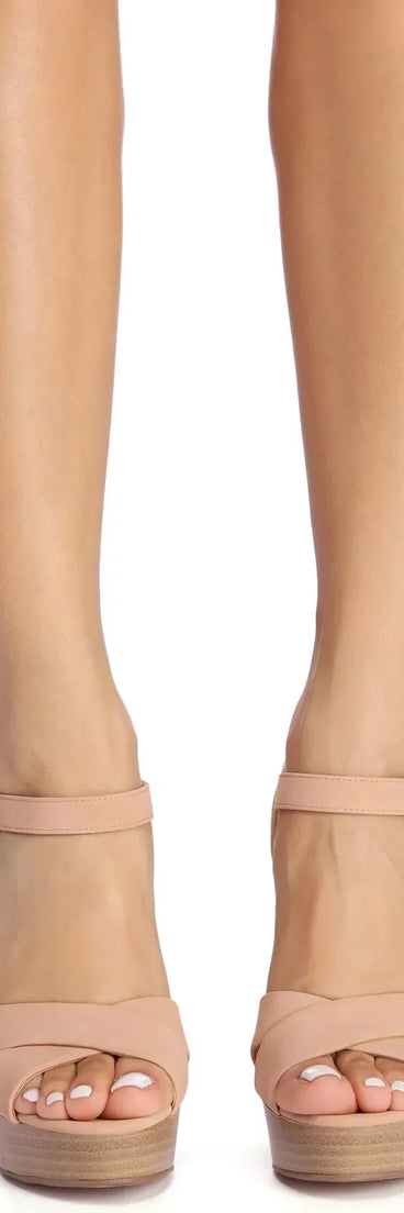 Criss Cross Stacked Platform Heels