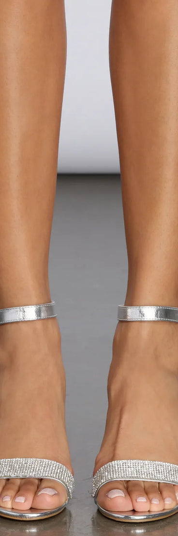 Rhinestone Strap Chrome Heels