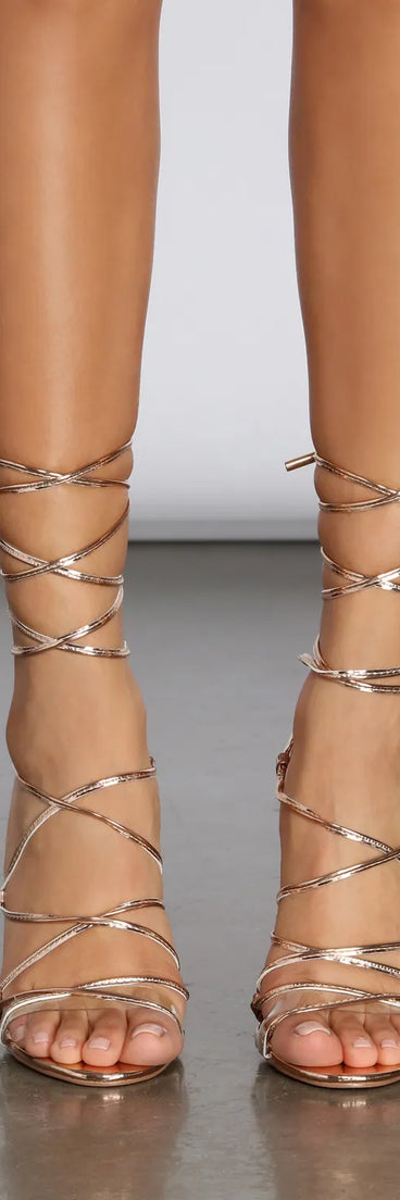 Lace-Up And Light Up Rhinestone Heels