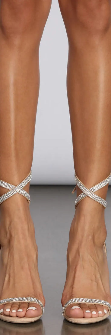 Rhinestone Trim Lace-Up Block Heel