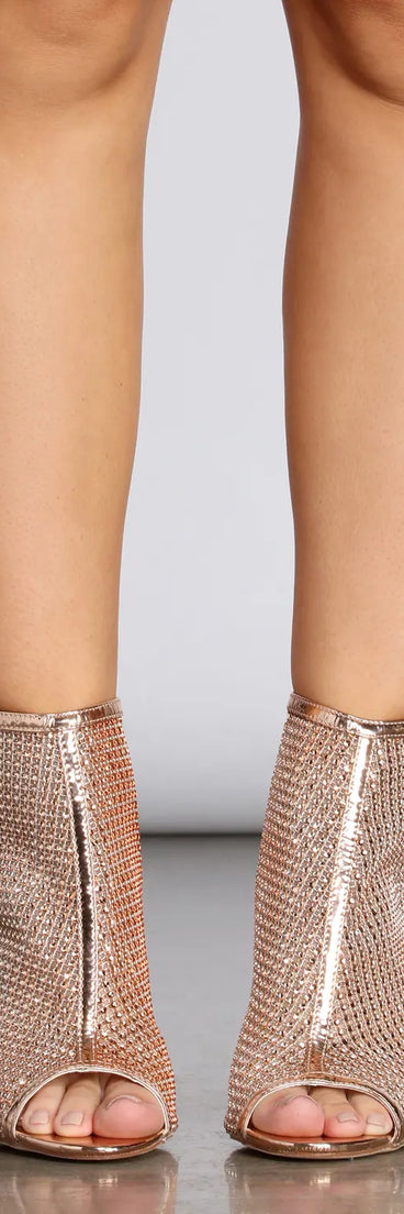 Rhinestone Peep Toe Stiletto Heels