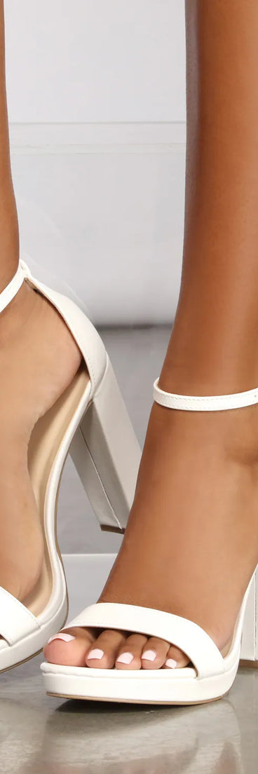 Classic Faux Leather Platform Block Heels