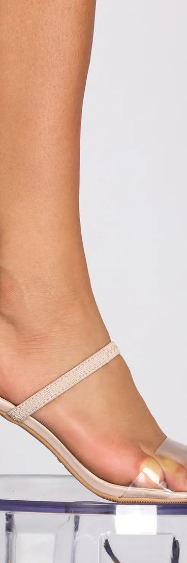 Stay Sleek Square Toe Clear Kitten Mules