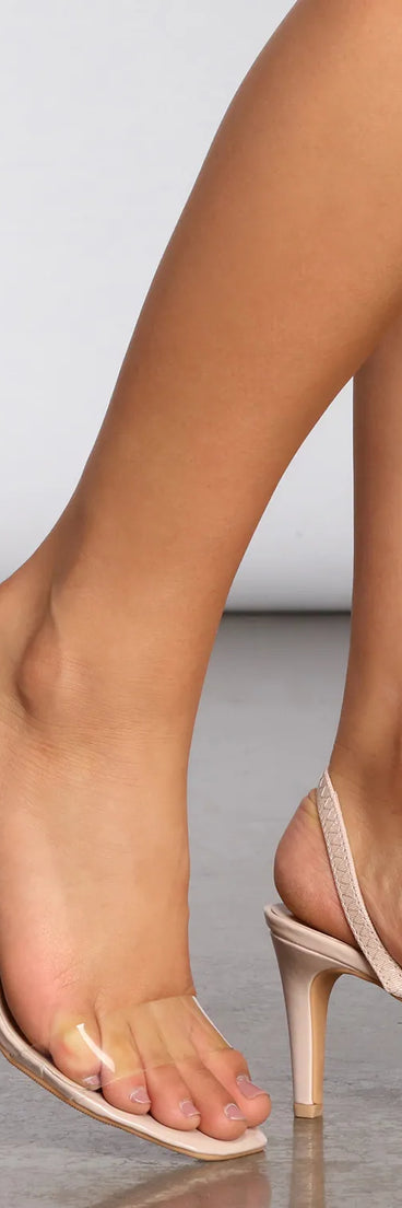 Stay Sleek Square Toe Clear Kitten Mules