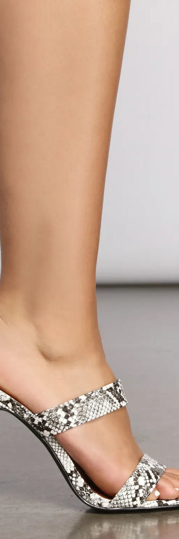 Two Band Snake Print Mules