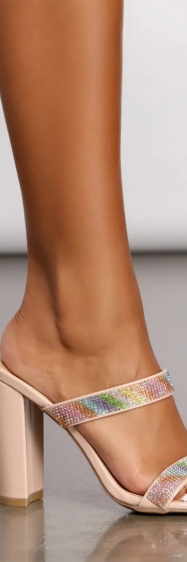 Rainbow Gem Faux Patent Leather Mules