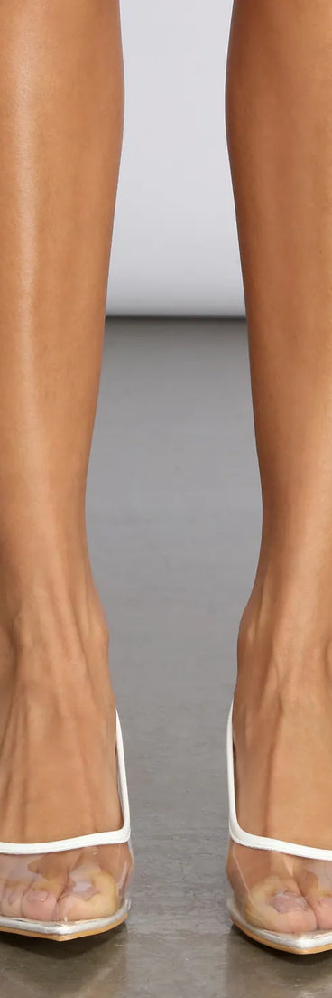 Step Into My Office Clear Kitten Pumps