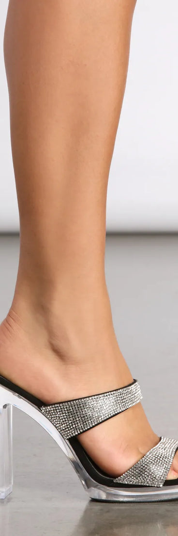 Rhinestone Glam Lucite Block Heels