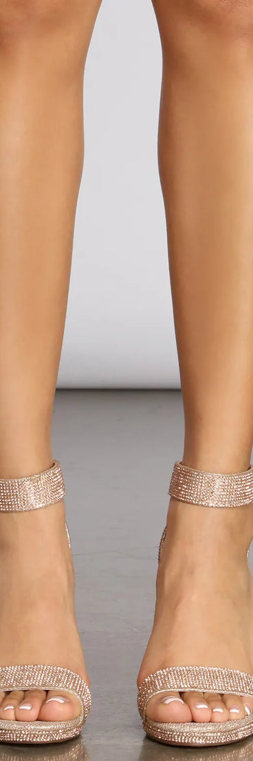 Inclined To Shine Rhinestone Block Heels