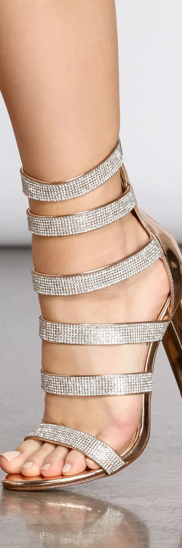 Always Party Ready Rhinestone Strappy Heels