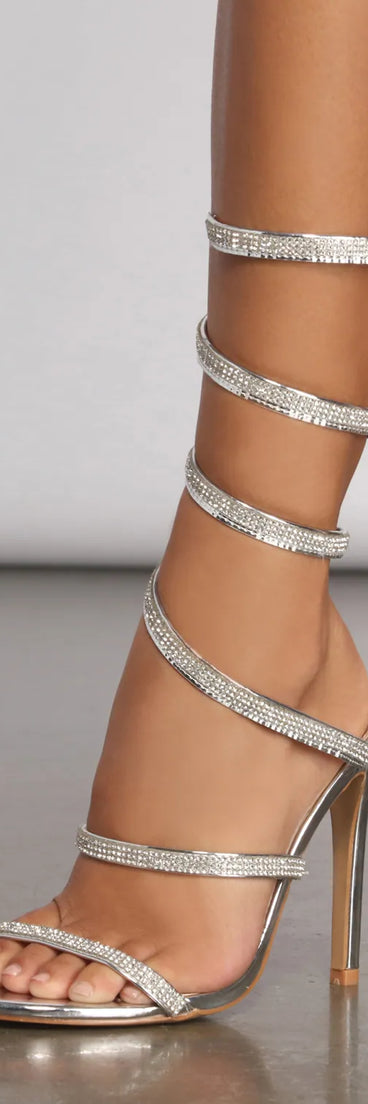 Spin Me Around Spiral Rhinestone Stiletto Heels