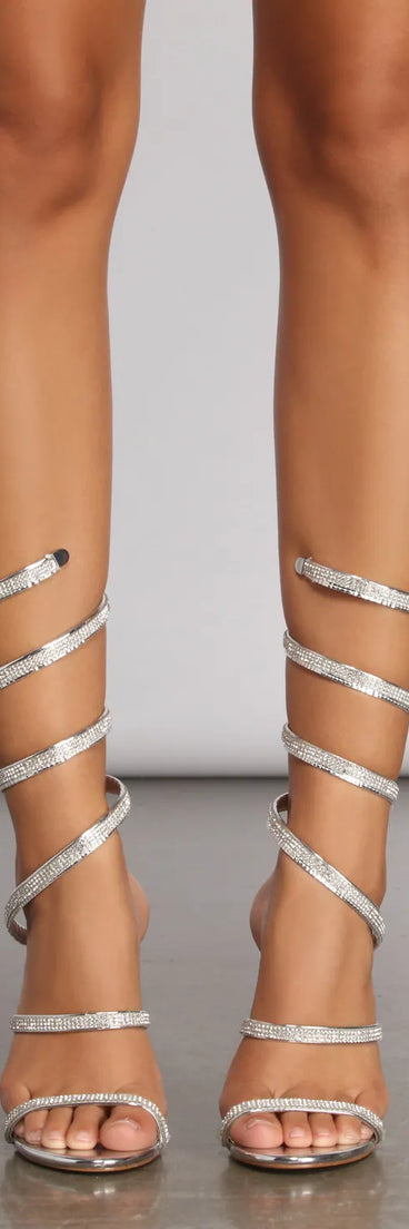 Spin Me Around Spiral Rhinestone Stiletto Heels