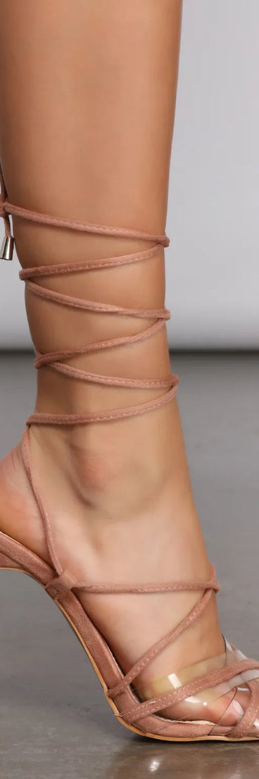 Stunning Strappy Faux Suede Block Heels