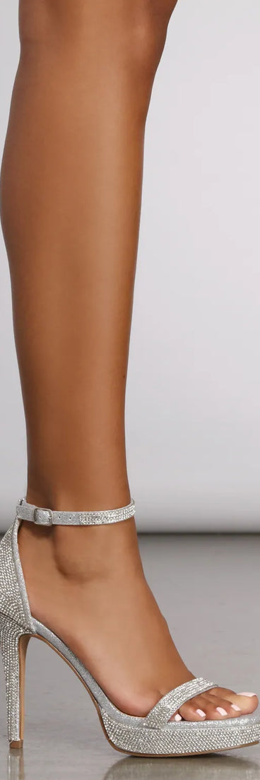 Glitter Rhinestone Platform Stiletto Heels