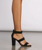 Triple Threat Faux Nubuck Block Heels