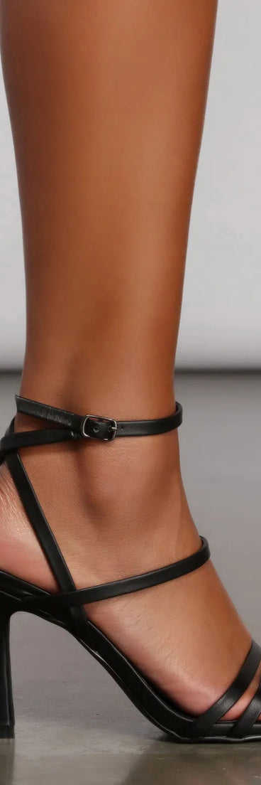 Square Toe Strappy Stiletto Heels