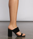 Faux Nubuck Banded Block-Heeled Mules