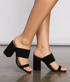 Faux Nubuck Banded Block-Heeled Mules