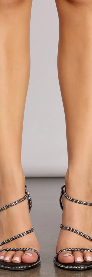 Rhinestone Glitz Faux Leather Stiletto Heels