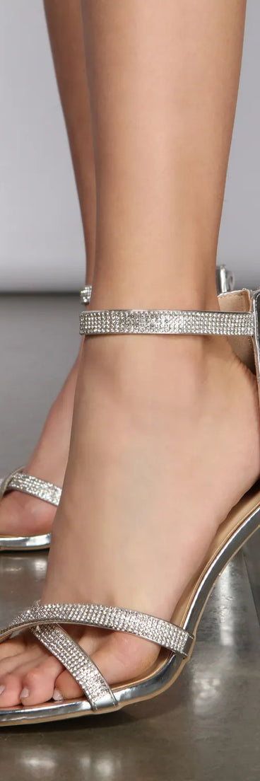 Glow On Rhinestone Chrome Block Heels