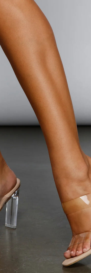 Double The Style Clear Lucite Mules