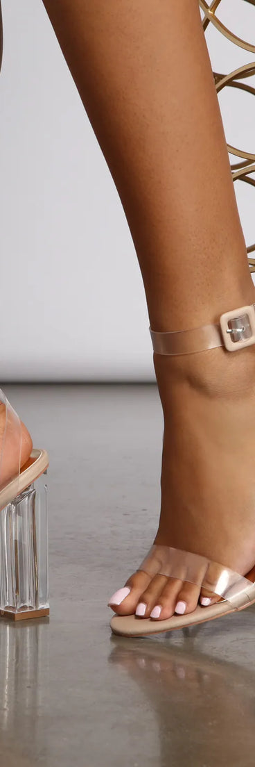 Clear And True Lucite Block Heels