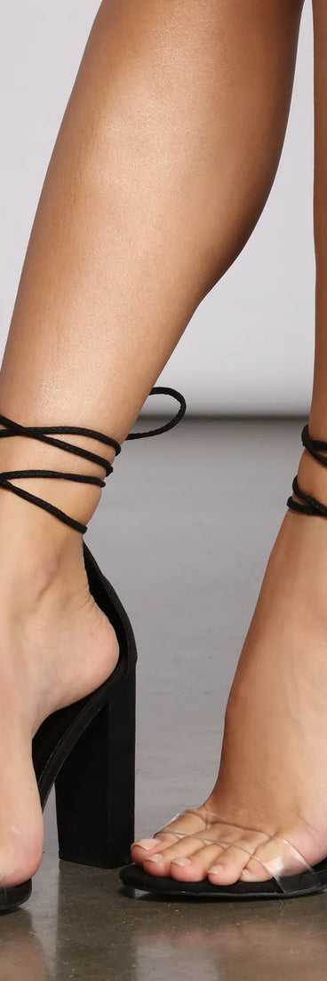 Step It Up PVC Faux Suede Block Heel