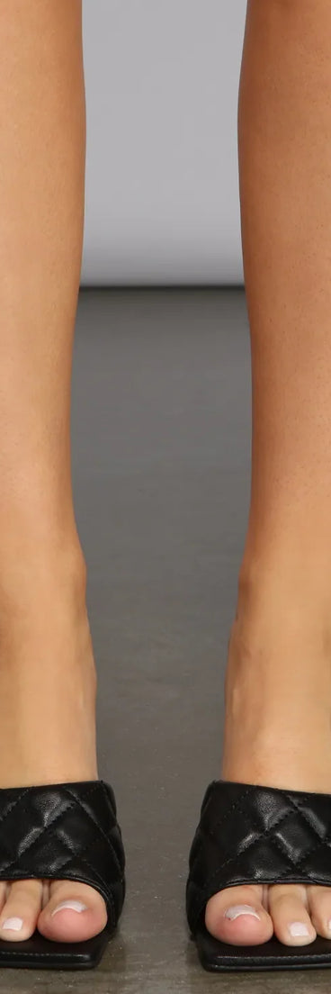 Stylish Quilted Faux Leather Stiletto Mules