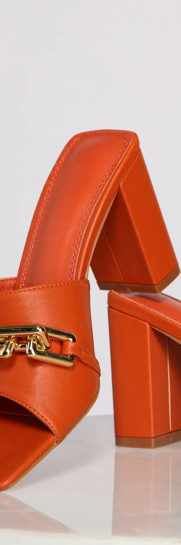 Chunky Chain Link Faux Leather Mules