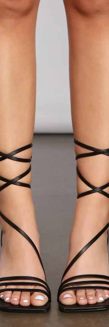 Strappy Style Square Toe Kitten Heels