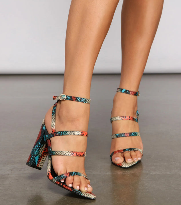 She’s Got Style Strappy Snake Heels