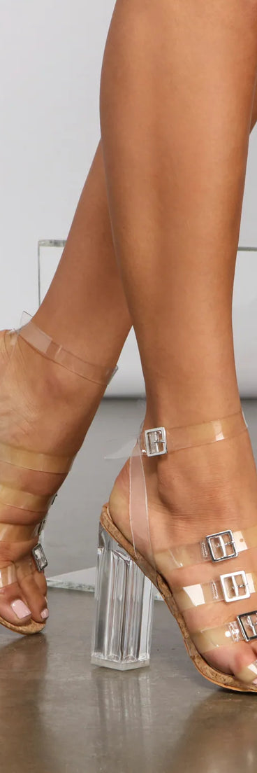 On the Move Strappy PVC Heels