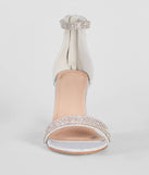 Get ready for any event with the Sparkle Stunner Rhinestone Block Heels in silver, an essential start to creating a versatile outfit for women for parties, cocktail hours, or Valentine's Day events.