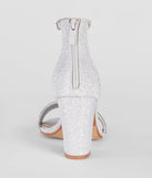 Get ready for any event with the Sparkle Stunner Rhinestone Block Heels in silver, an essential start to creating a versatile outfit for women for parties, cocktail hours, or Valentine's Day events.