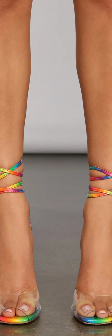 Life of the Party Rainbow Lace Up Heels