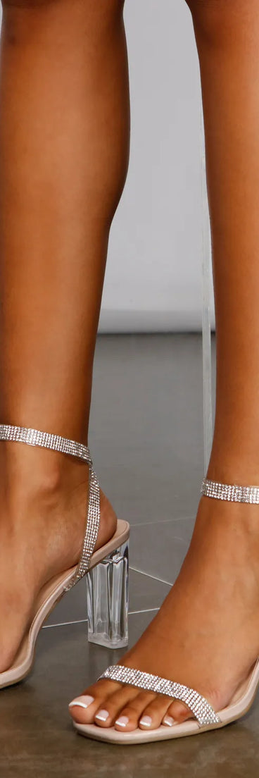 All Night Glam Rhinestone Lucite Block Heels