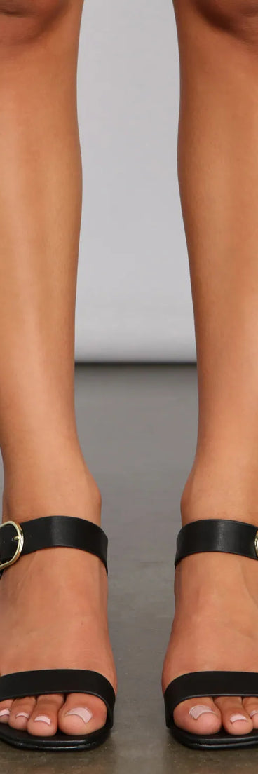 Buckle Down Faux Leather Block Heels