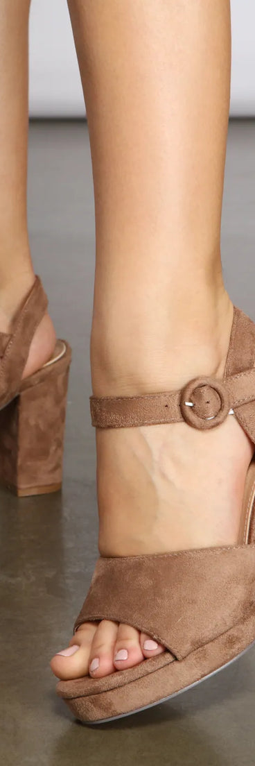 Instant Classic Faux Suede Platform Block Heels