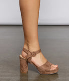 Instant Classic Faux Suede Platform Block Heels