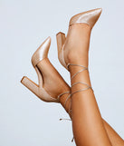 Glam Diva Glitter Lace-Up Block Heels
